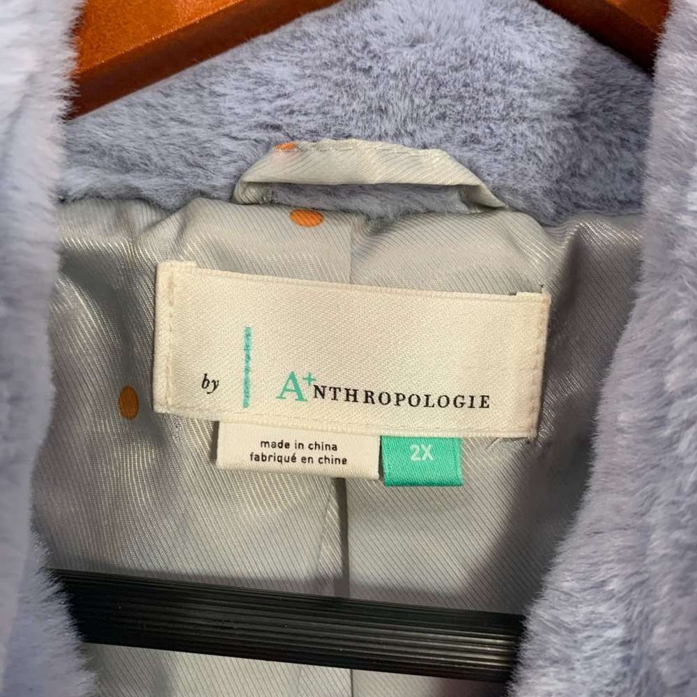Anthropologie Blue Moonlight Faux Jacket Coat - Picture 7 of 12